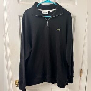LACOSTE MENS XXL 3/4 ZIP SWEATSHIRT EUC BLACK POCKETS